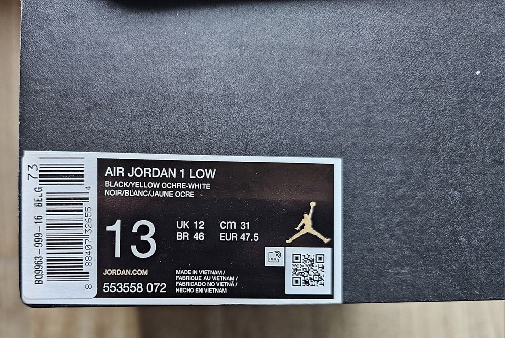 Нови NIKE AIR JORDAN 1 LOW black/yellow ochre-white