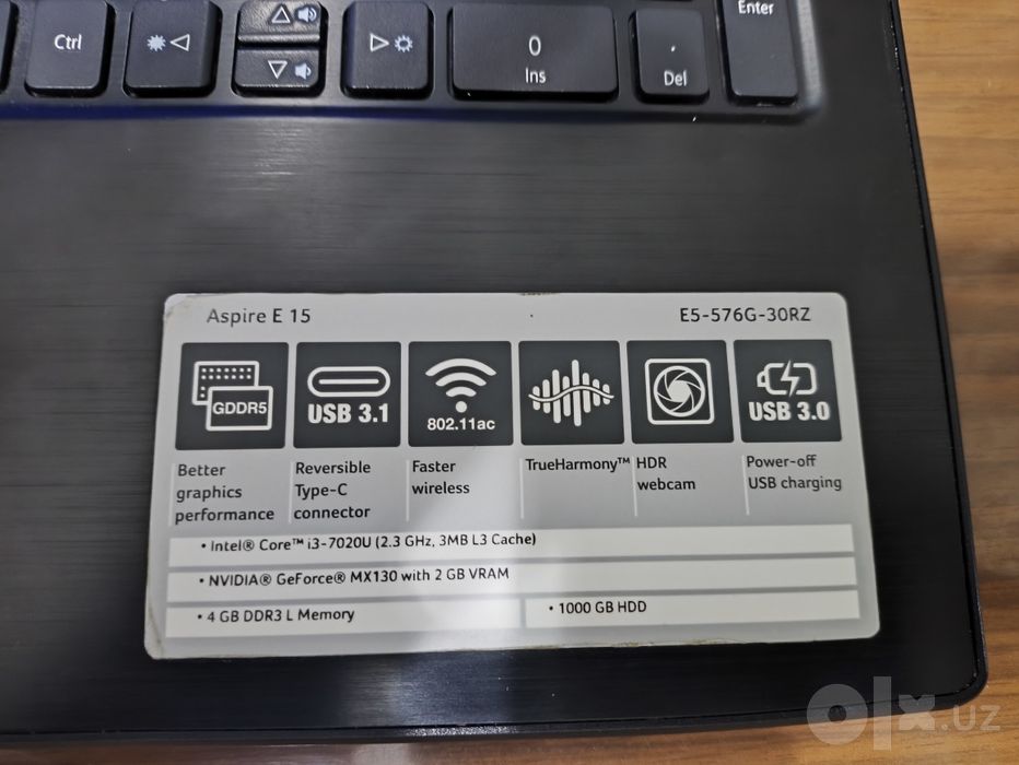 Ноутбук Acer Aspire E5-576G | i3-7020U / MX130 / 1TB HDD