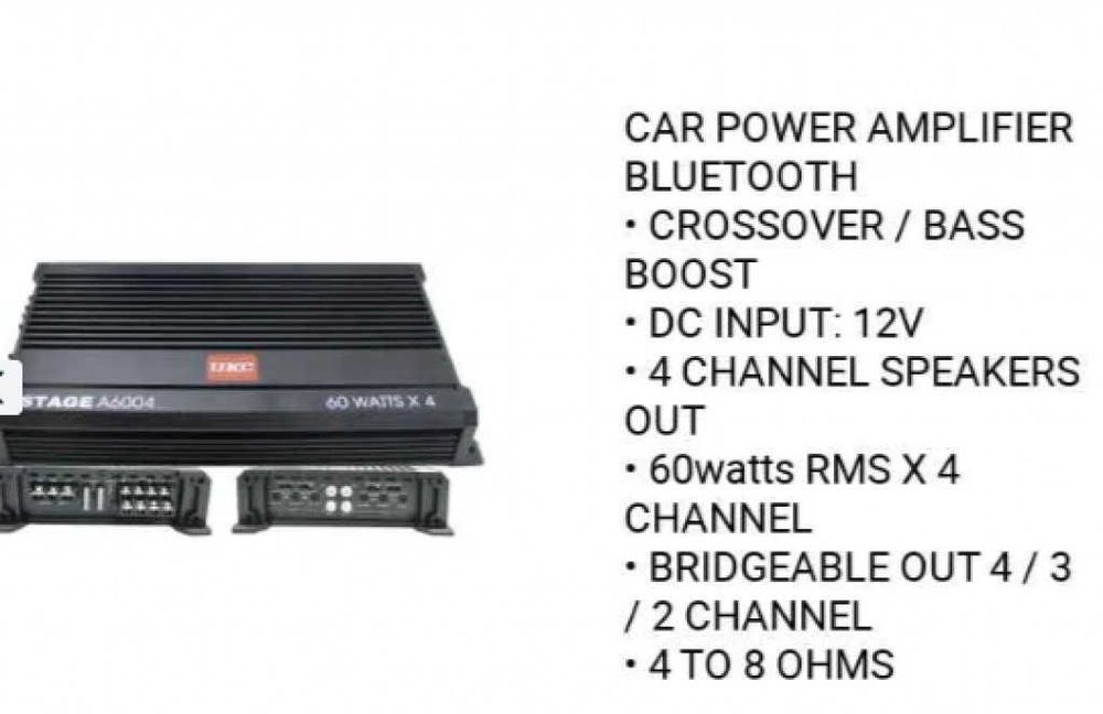 UKC Усилвател за кола С BLUETOOTH кросоувър 4 канален 60 вата RMS