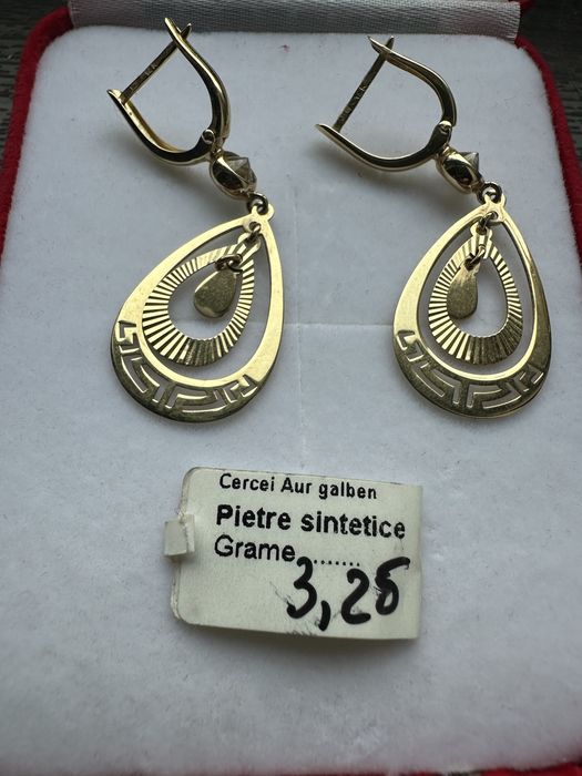 Cercei din aur galben 14K, 3.25grame