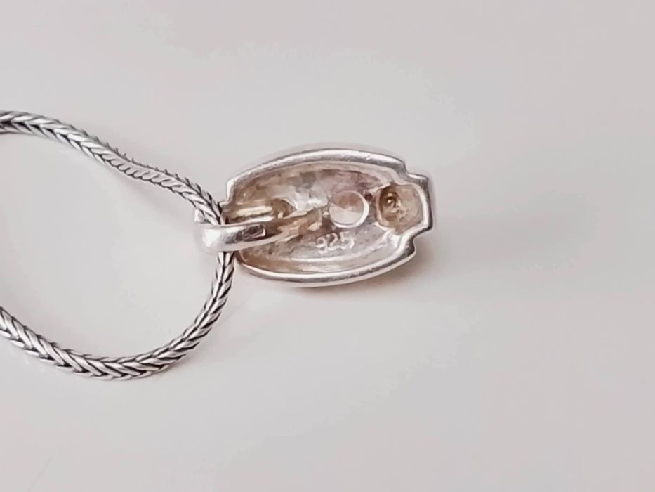 Vechi colier lant si pandantiv argint 925, piatra zirconiu, copii