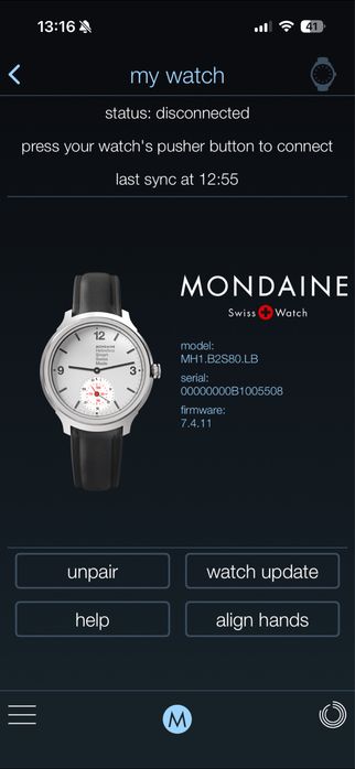 mondaine helvetica 1 smart limited edition (mh1.b2s80) diameter