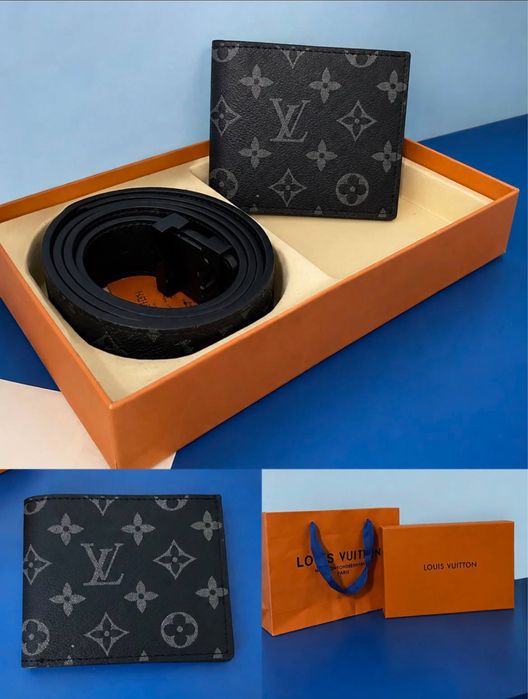 Louis Vuitton комплект колан + портфейл, кутия и торба