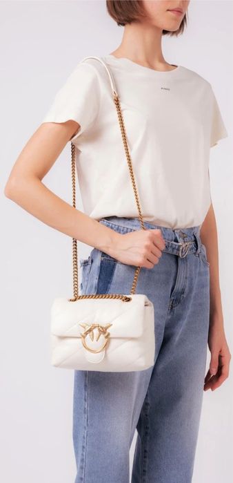 Дамска чанта PINKO Love Mini Puff в бял цвят