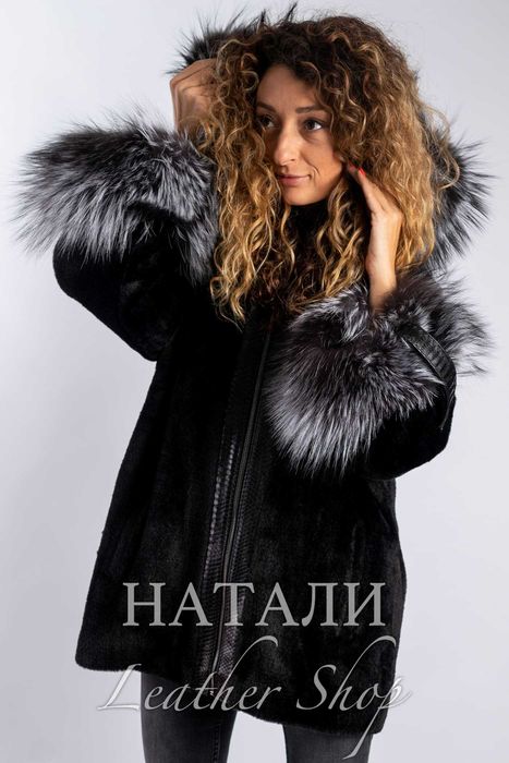 Дамски кожух от алпака с косъм Жаклин Black