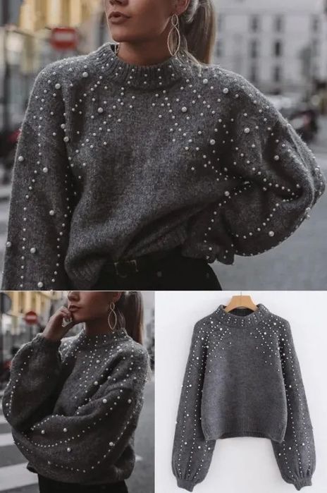 Пуловер с перли Zara