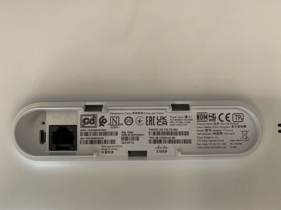 Cisco Webex Room Navigator 10’’ TTC5-15