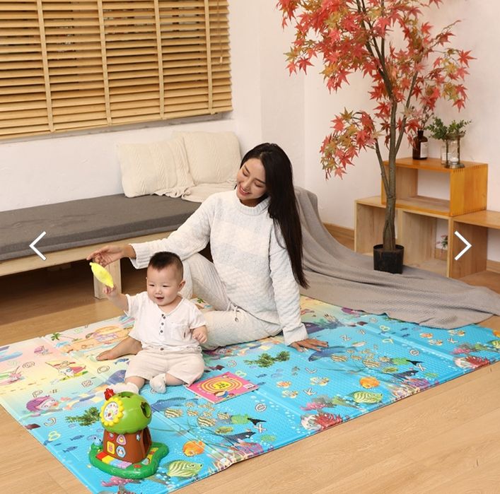 детский игровой коврик складной двусторонний,большой 200х180х1 см пазл