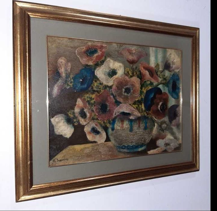 Tablou, pictură ulei/masonit, Vas cu flori, Roberto Scalvini