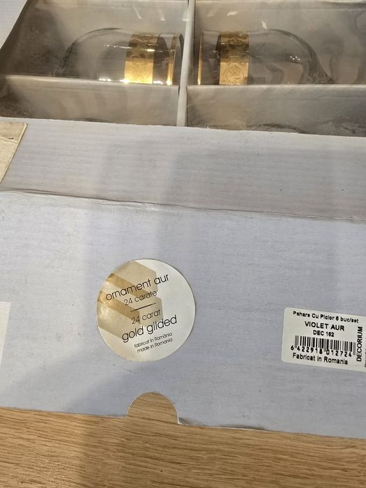 Set pahare cu ornament aur 24k