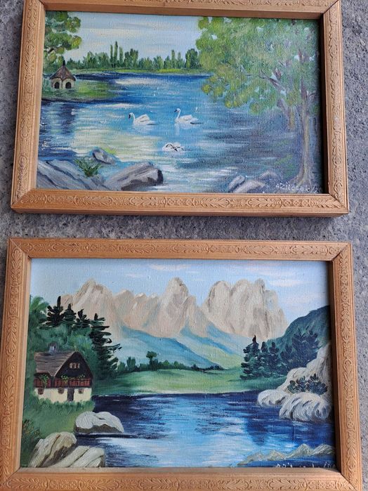 tablou pictura pe panza 44/31 cm semnat