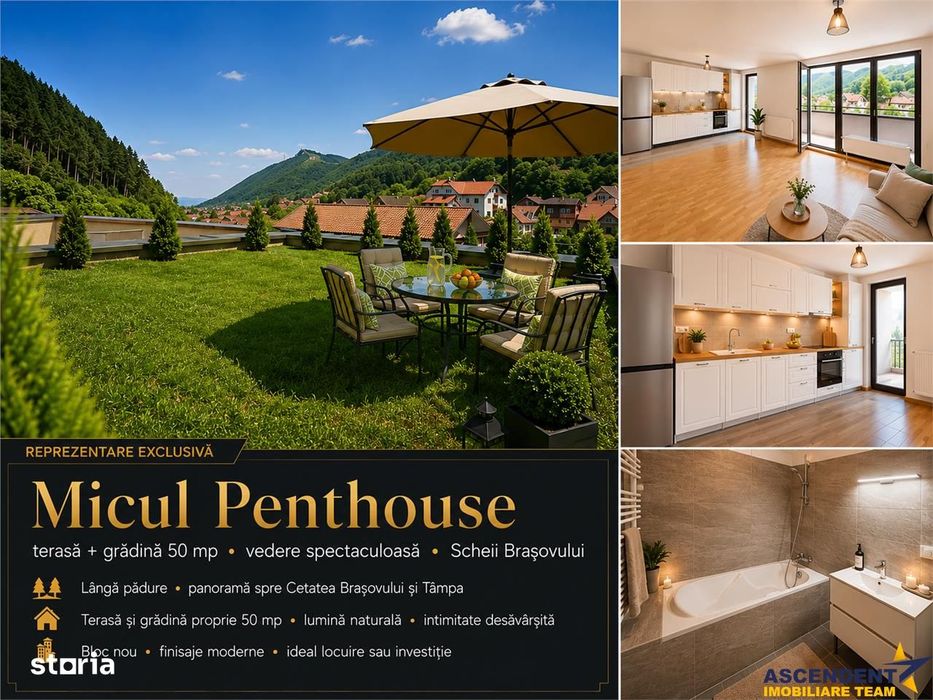Priveliste de vis din MIcul Penthouse, terasa + gradina 50 mp, Cetatea