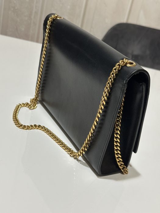 Дамска кожена чанта Saint Laurent Kate Medium Chain Bag / Black