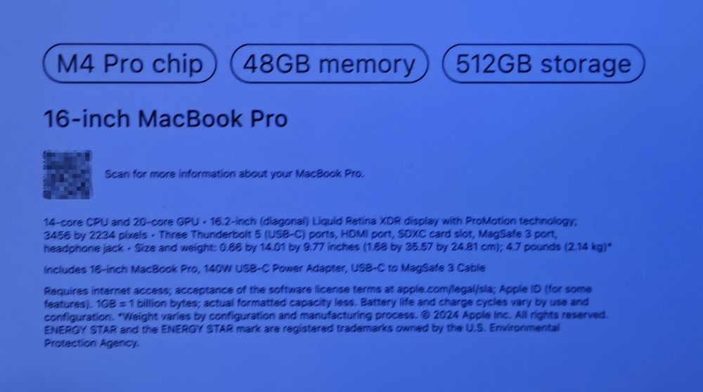 MacBook Pro 16 M4 Pro 48GB/512GB Space Gray 100% АКБ