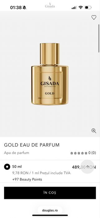 Gisada Gold 50ml EDP, nou, sigilat, 100% original cu posibilitate verificare in persoana