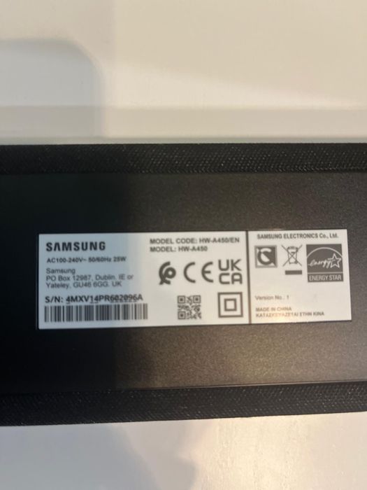 Samsung Soundbar 2.1 HW-A450 300W Subwoofer Wireless
