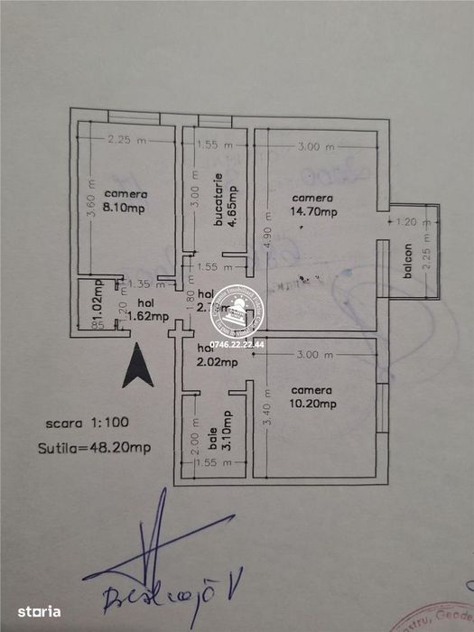 Apartament 3 camere decomandat de vanzare zona Alexandru cel Bun -Iasi