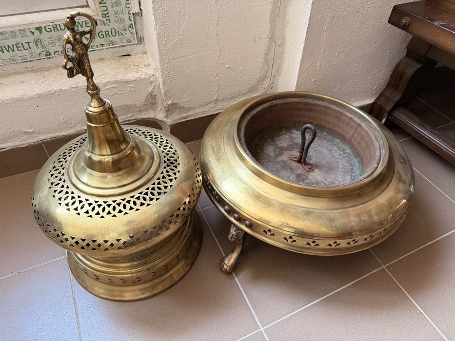 Arzator Mare Brazier Vintage din Alama Bronz