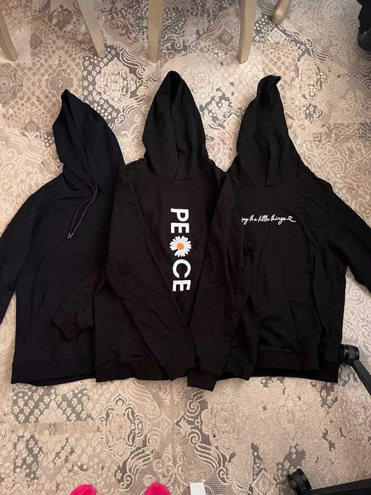 худи женские черные с  принтами , штаны с принтами , кофта в клетку