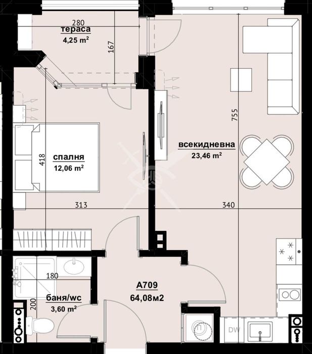 Двустаен в Хоризонт