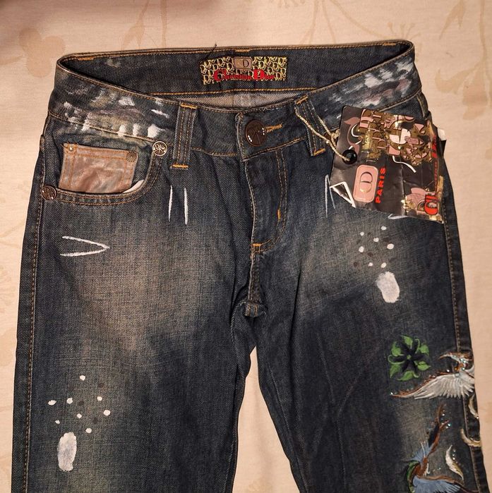 Blugi de damă Christian Dior noi, cu imprimeuri și broderii mărimea 27