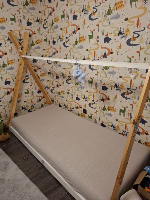 Vând pat copii 90x200 cu saltea