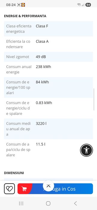 Masina de spalat vase Whirlpool WSFE 2B19, 10 seturi, 5 programe, Clas