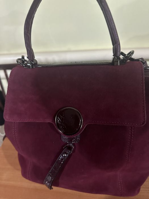 Сумка рюкзак удобная компактная  кожа замш