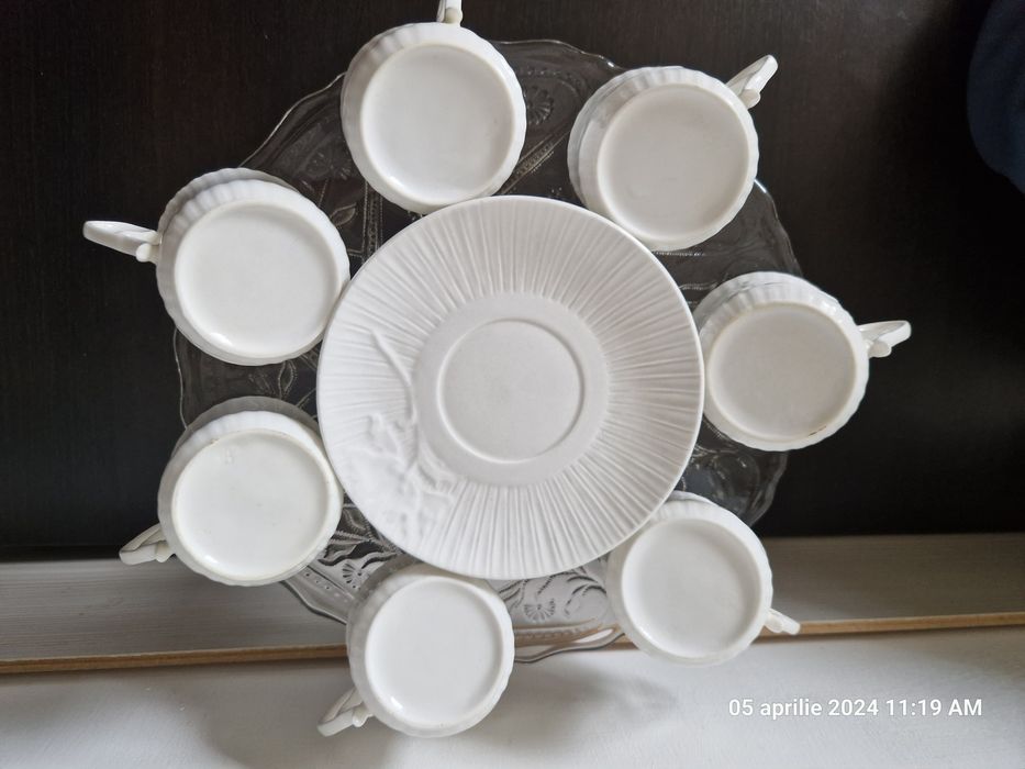 Set căni cafea portelan alb