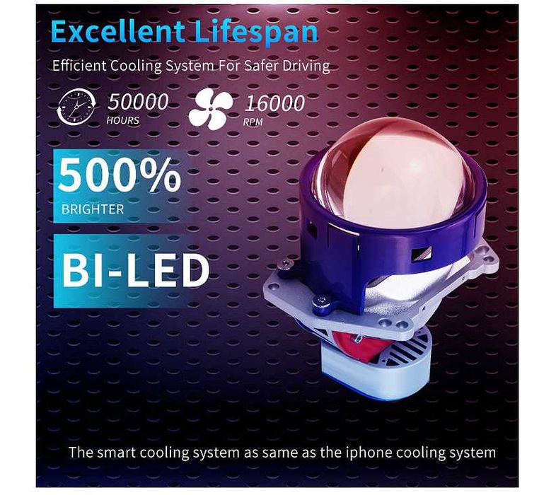 Bi-LED лупи за вграждане във фарове 3"инча 130W 8000lm 12V +500% Яркост,2 броя