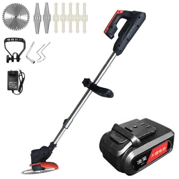 Trimmer pentru iarba, baterie 21V, cu disc, lama si lamele plastic