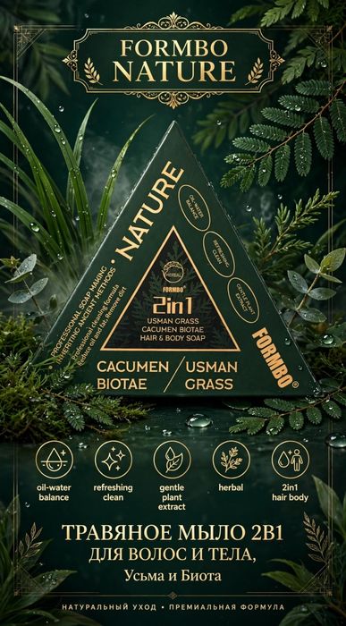 Травяное мыло Formbo Nature 2в1 Usman Grass Cacumen Biotae для волос