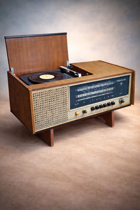 Винтажная радиола / радиоприёмник с проигрывателем винила «Ригонда-102