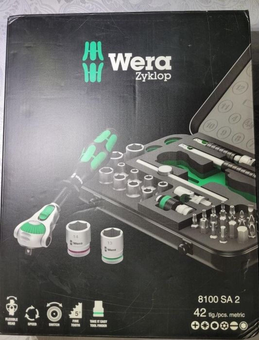 Trusa chei tubulare hexagonale 1/4" Zyklop Speed, 42-buc., WERA