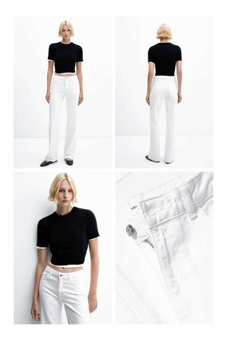 Бели дънки с широки крачоли Mango / р-р M