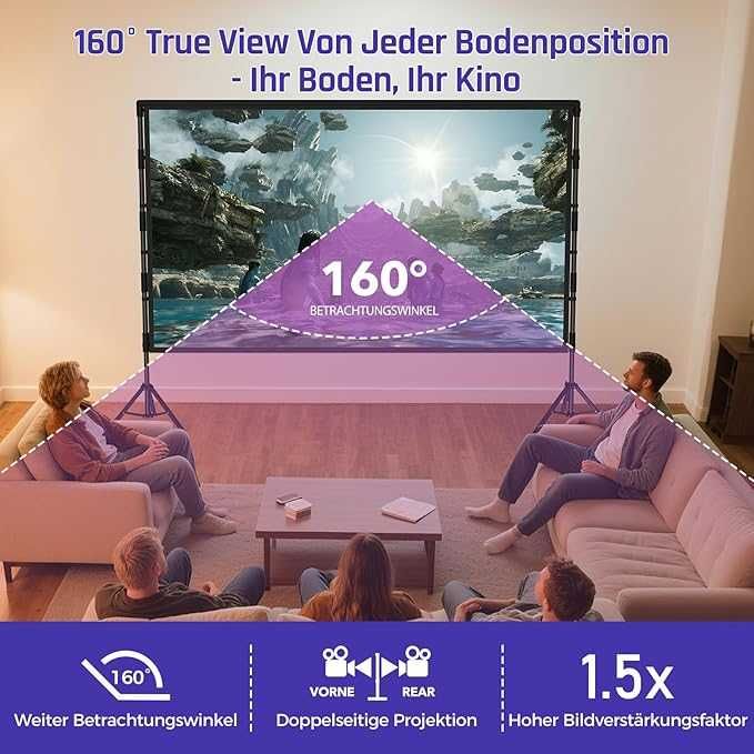 Ecran de proiector cu trepied 100 inch pentru exterior