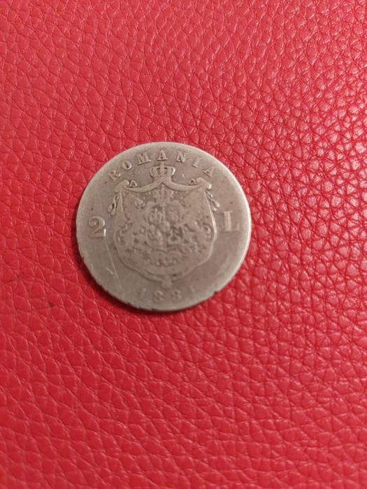 Monedă de argint 2 lei 1881. Bonus moneda 2 lei 1941.