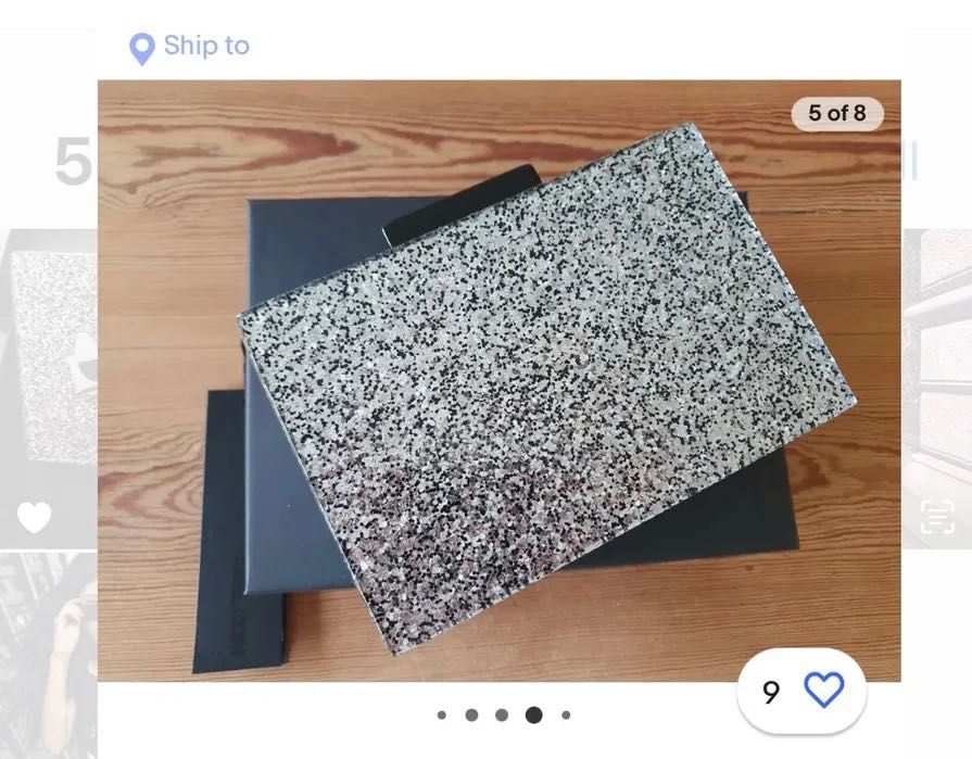 Луксозна маркова бална парти чантичка Лагерфелд СребристаКоктейлна VIP