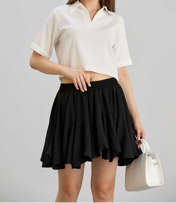 Fusta mini neagra cu talie elastica