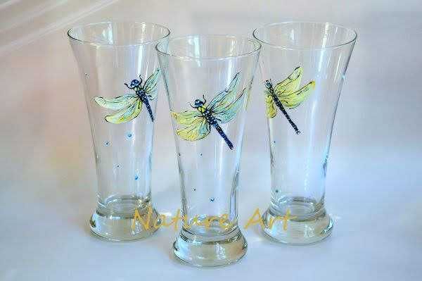 Ново! Чаши за вода, ръчно рисувани, 6 бр в наличност