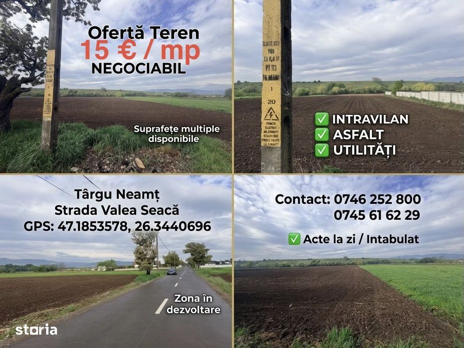 Teren Targu Neamt - Str. Valea Seaca ASFALT / UTILITATI