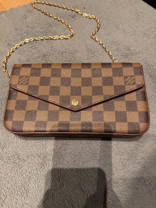LV pochette bag with gold chain