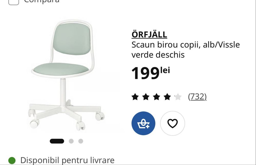 Scaun birou copii IKEA ÖRFJÄLL reglabi