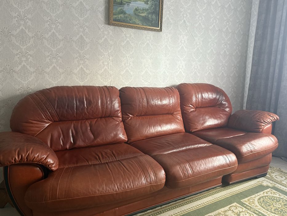 Кожаный диван для зала