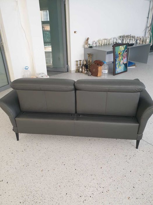 Дизайнерски немски кожен диван за офис/двойка/черна естесвена кожа