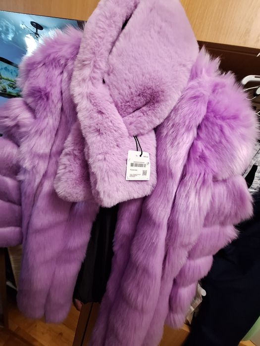 Haină de blană lila