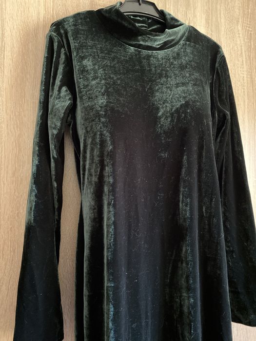Rochie din catifea, culoare verde inchis