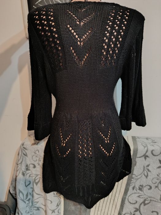 Pulover negru împletit Punk Rock Goth Altercore gen baby doll mărime M