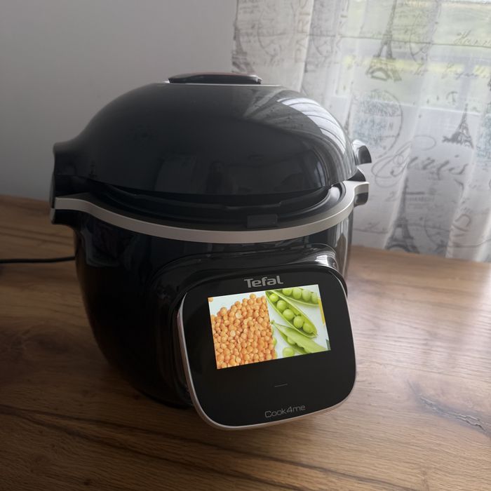 Multicooker inteligent cu gatire sub presiune Tefal Cook4me Touch CY912831, 1600W, capacitate vas antiaderent 6L, 13 programe,Wi-Fi, ecran tactil LCD,