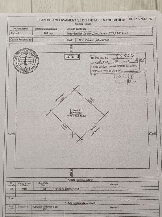 Vand teren intravilan Vanatori